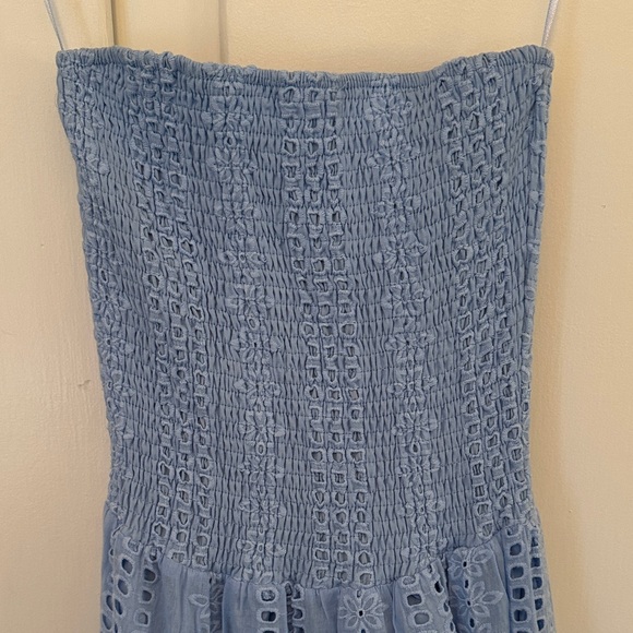 NWT Strut & Bolt Eyelet Lace Tube Strapless Dress Maxi Chambray - Picture 3 of 7